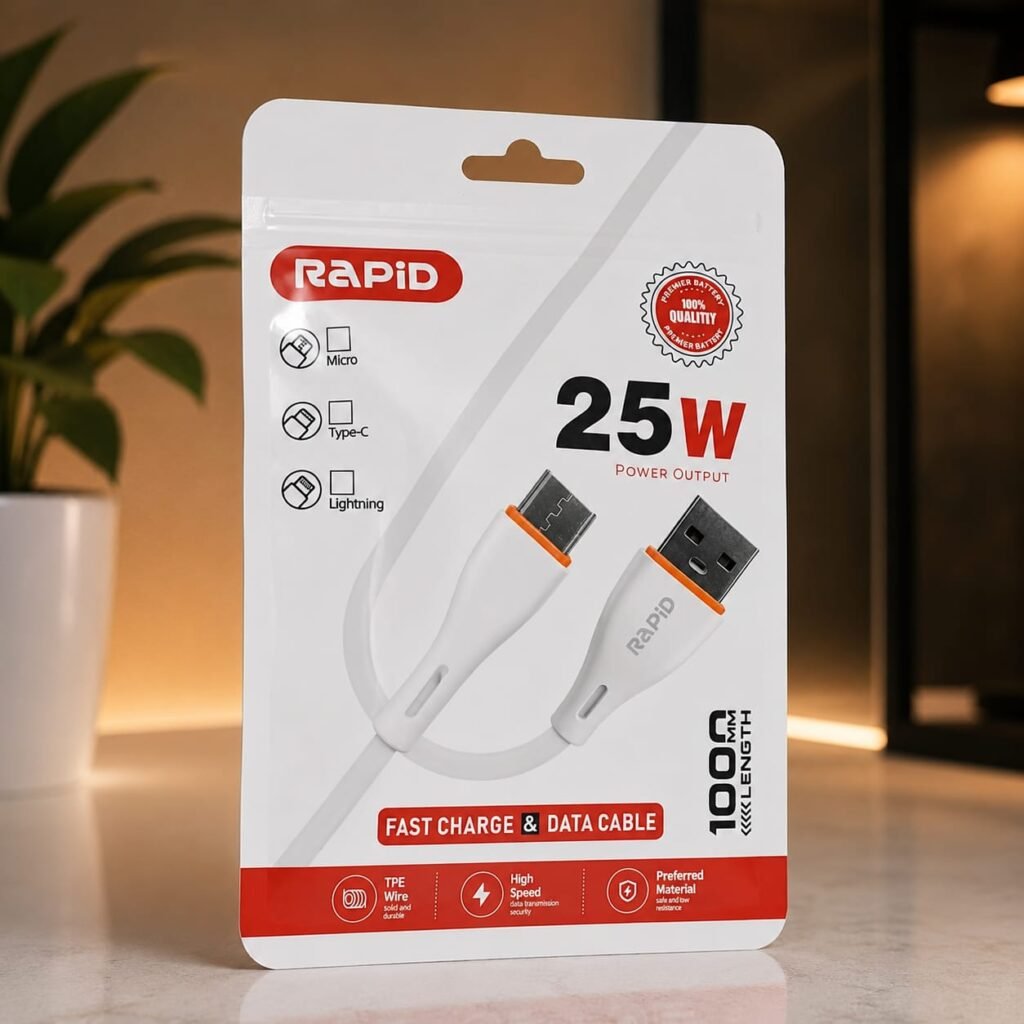 RAPID 25W Fast Charge & Data Cable – 1M ✨