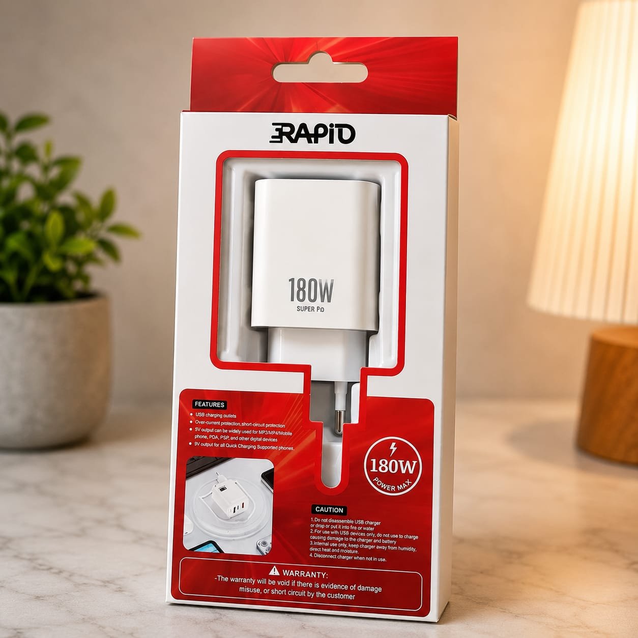 RAPID RP-T107 180W Ultra Fast PD+QC Charger with Charging Cable - Image 2