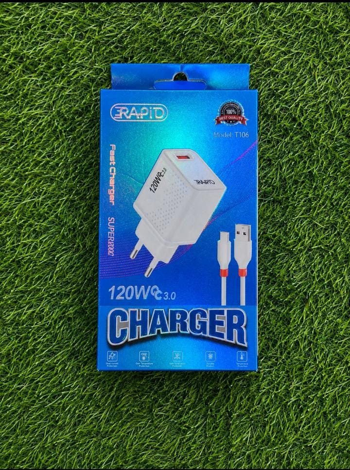 RAPID 120W QC 3.0 Fast Charger with Cable