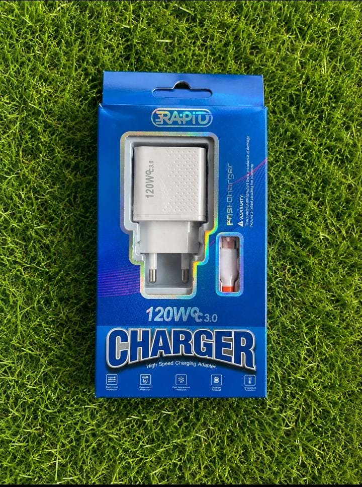RAPID 120W QC 3.0 Fast Charger with Cable - Image 2