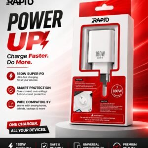 RAPID RP-T107 180W Ultra Fast PD+QC Charger with Charging Cable