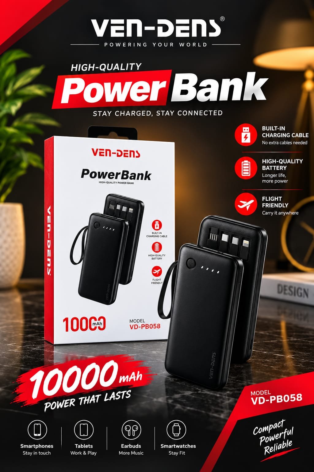 VEN-DENS VD-PB058 10000mAh Power Bank